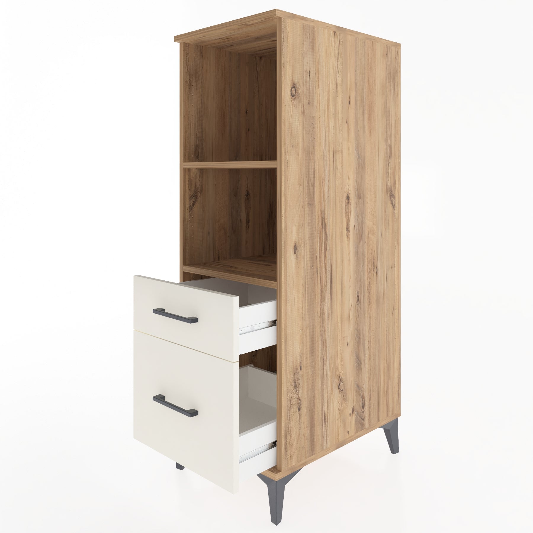 Woodntry Modüler Dolap Çam 44x59x122 cm Çekmeceli ve Raflı CR71-3
