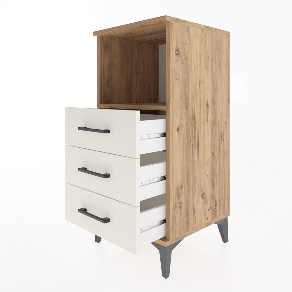Woodntry Modular Nightstand Pine 44x44x84 cm with Drawers and Shelves CR21-3