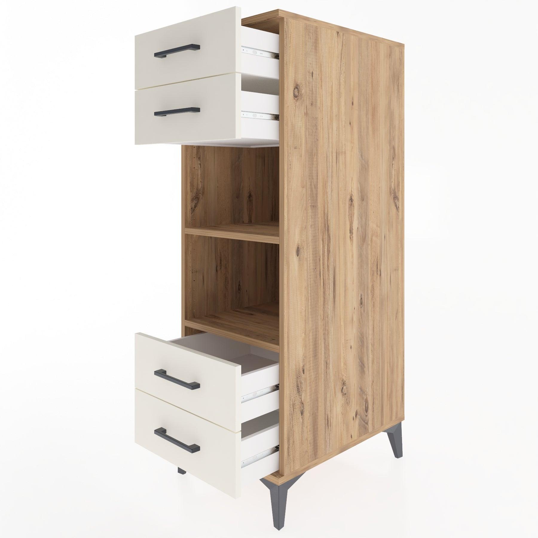 Woodntry Modular Cabinet Pine 44x59x122 cm with Drawers and Shelves CR121-3