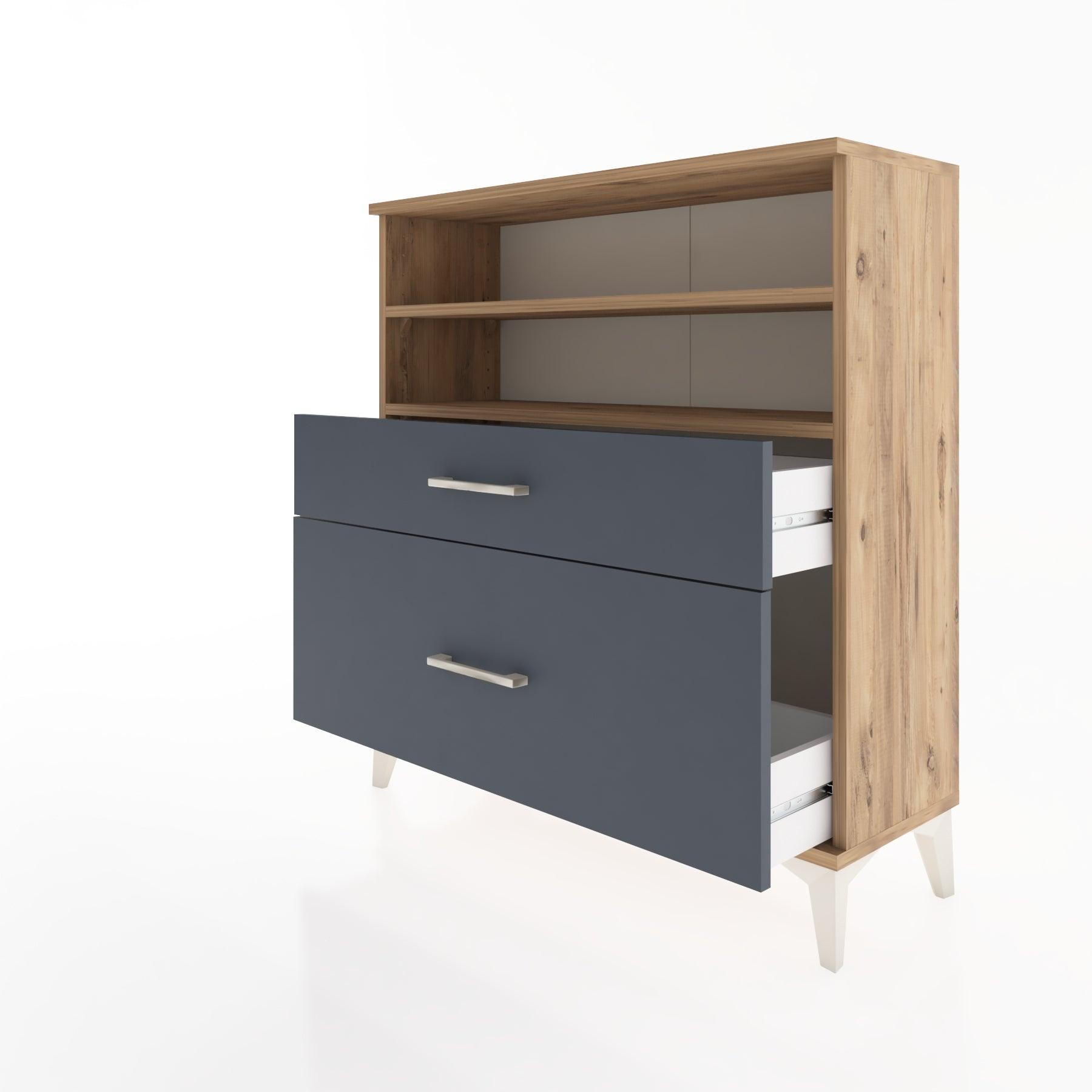 Woodntry Modular Dresser Pine 88x30x84 cm with Drawers and Shelves CR21-3
