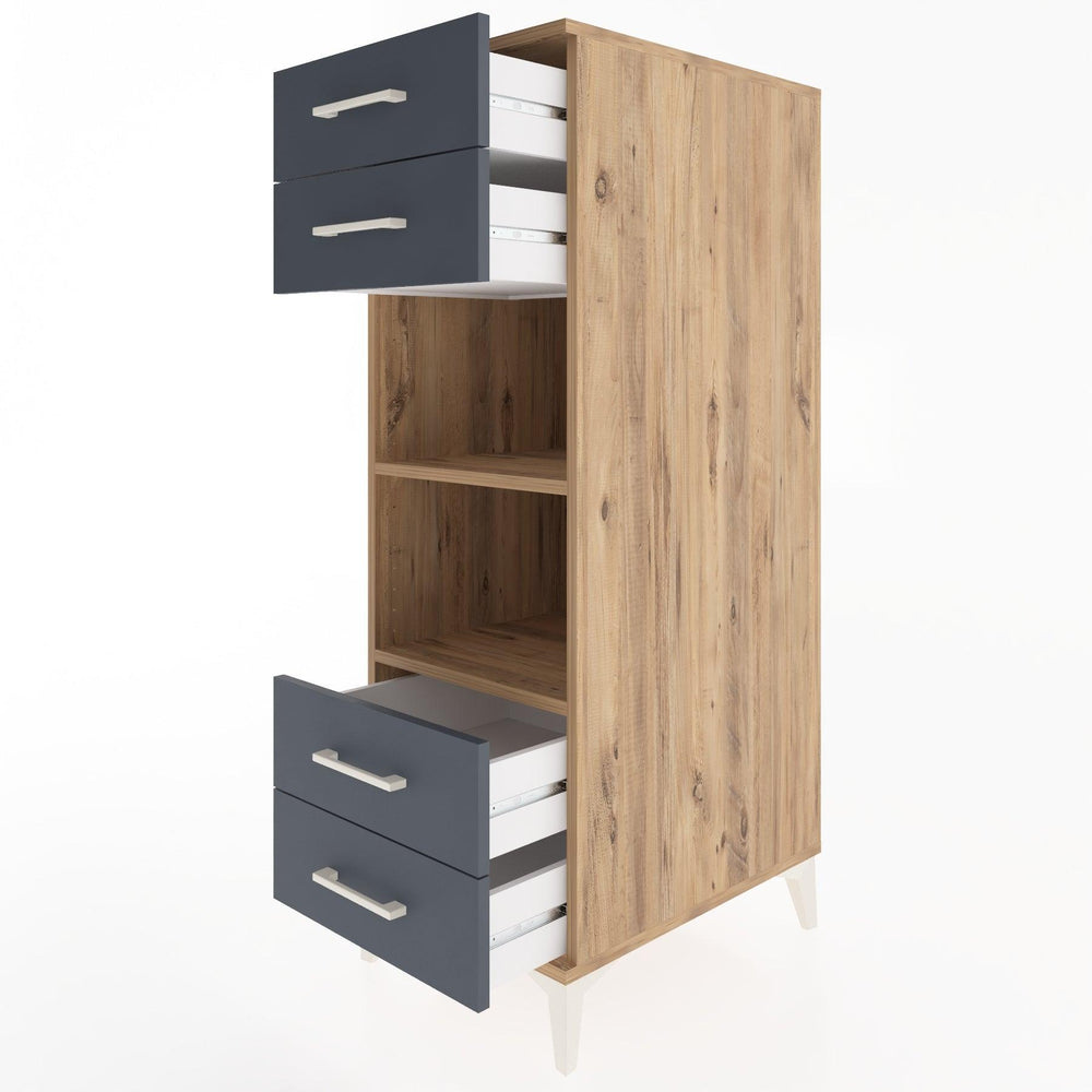 Woodntry Modüler Dolap Çam 44x30x122 cm Çekmeceli ve Raflı CR121-3