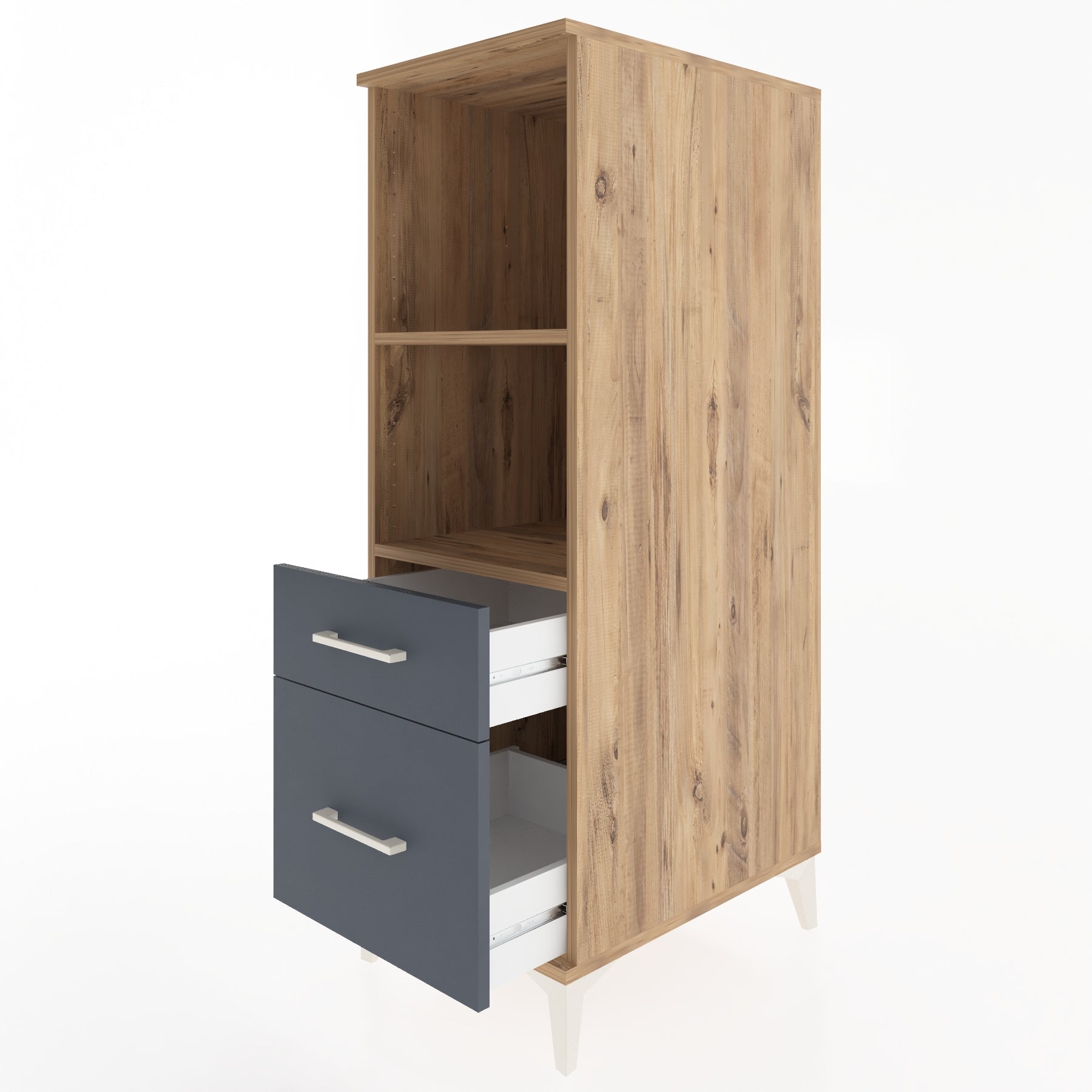 Woodntry Modüler Dolap Çam 44x59x122 cm Çekmeceli ve Raflı CR71-3