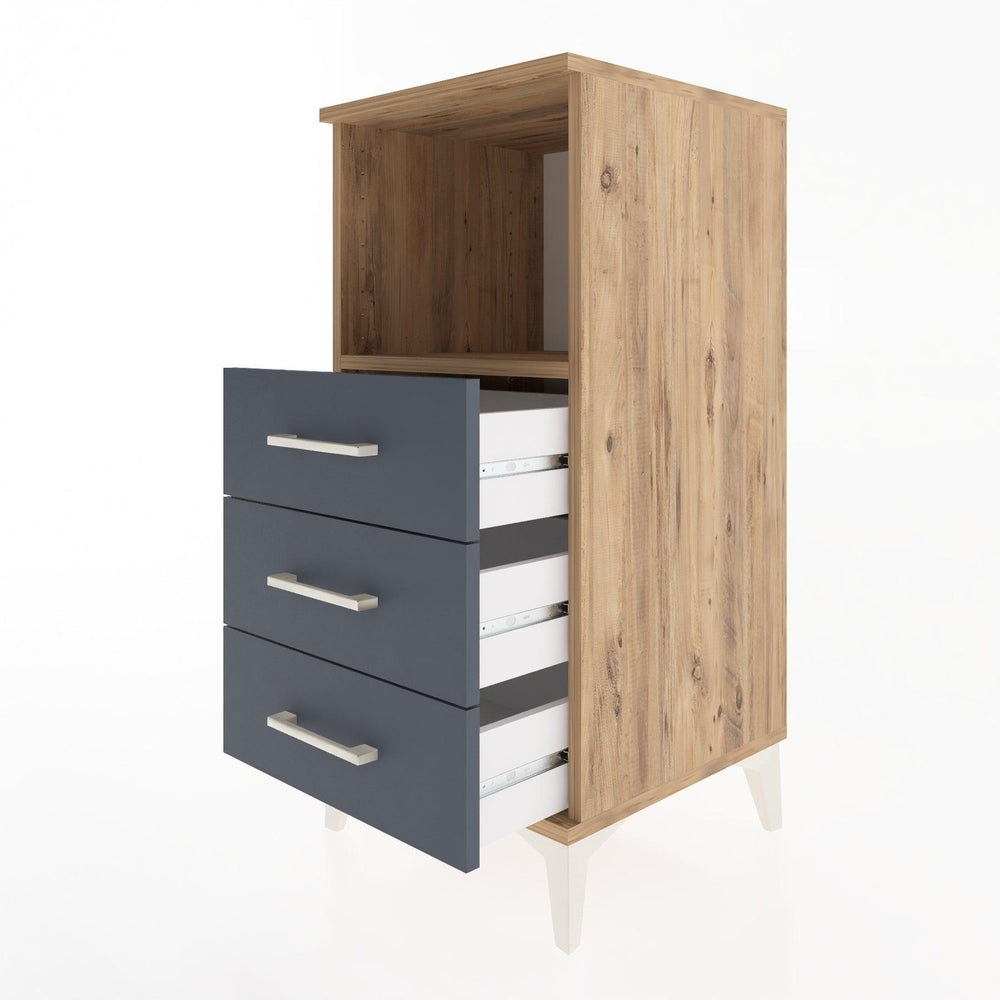 Woodntry Modular Nightstand Pine 44x44x84 cm with Drawers and Shelves CR21-3