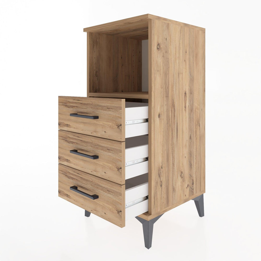 Woodntry Modular Nightstand Pine 44x44x84 cm with Drawers and Shelves CR21-3