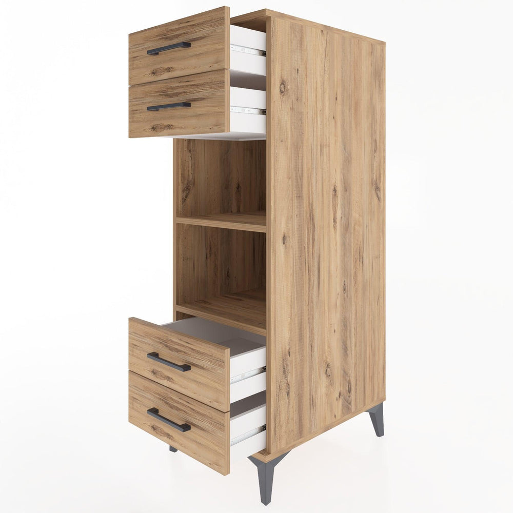 Woodntry Modüler Dolap Çam 44x59x122 cm Çekmeceli ve Raflı CR121-3