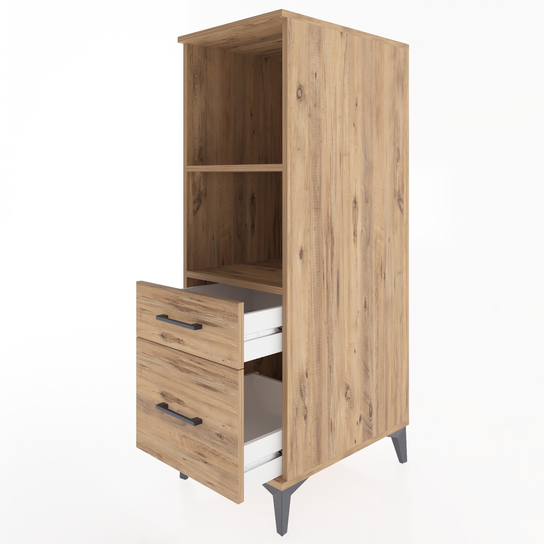 Woodntry Modüler Dolap Çam 44x59x122 cm Çekmeceli ve Raflı CR71-3