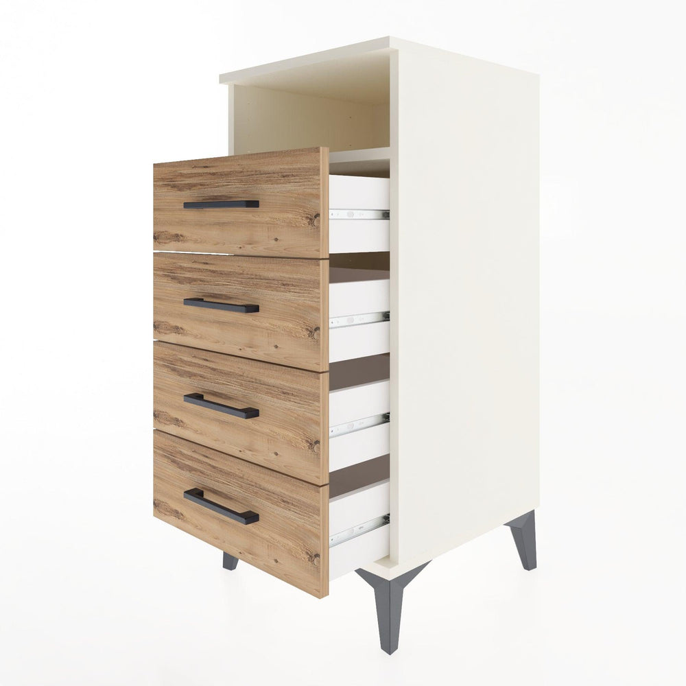 Woodntry Modular Nightstand Moonstone 44x44x84 cm with Drawer and Shelf CR22-1