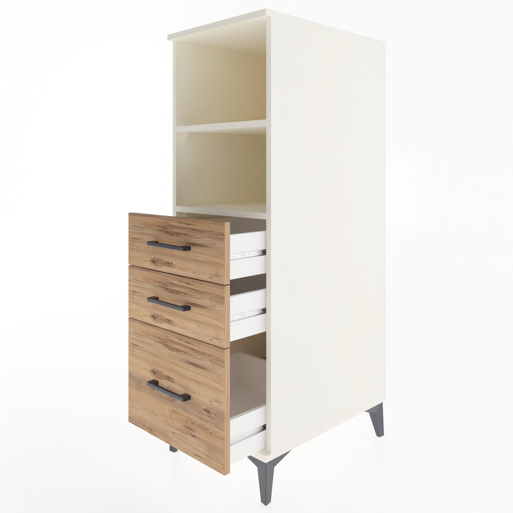 Woodntry Modüler Dolap Aytaşı 44x59x122 cm Çekmeceli ve Raflı CR72-1