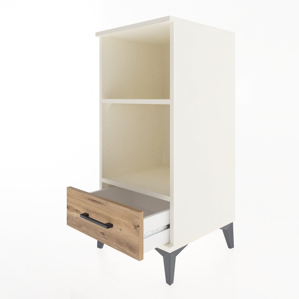 Woodntry Modular Nightstand Moonstone 44x44x84 cm with Drawer and Shelf CR24-1