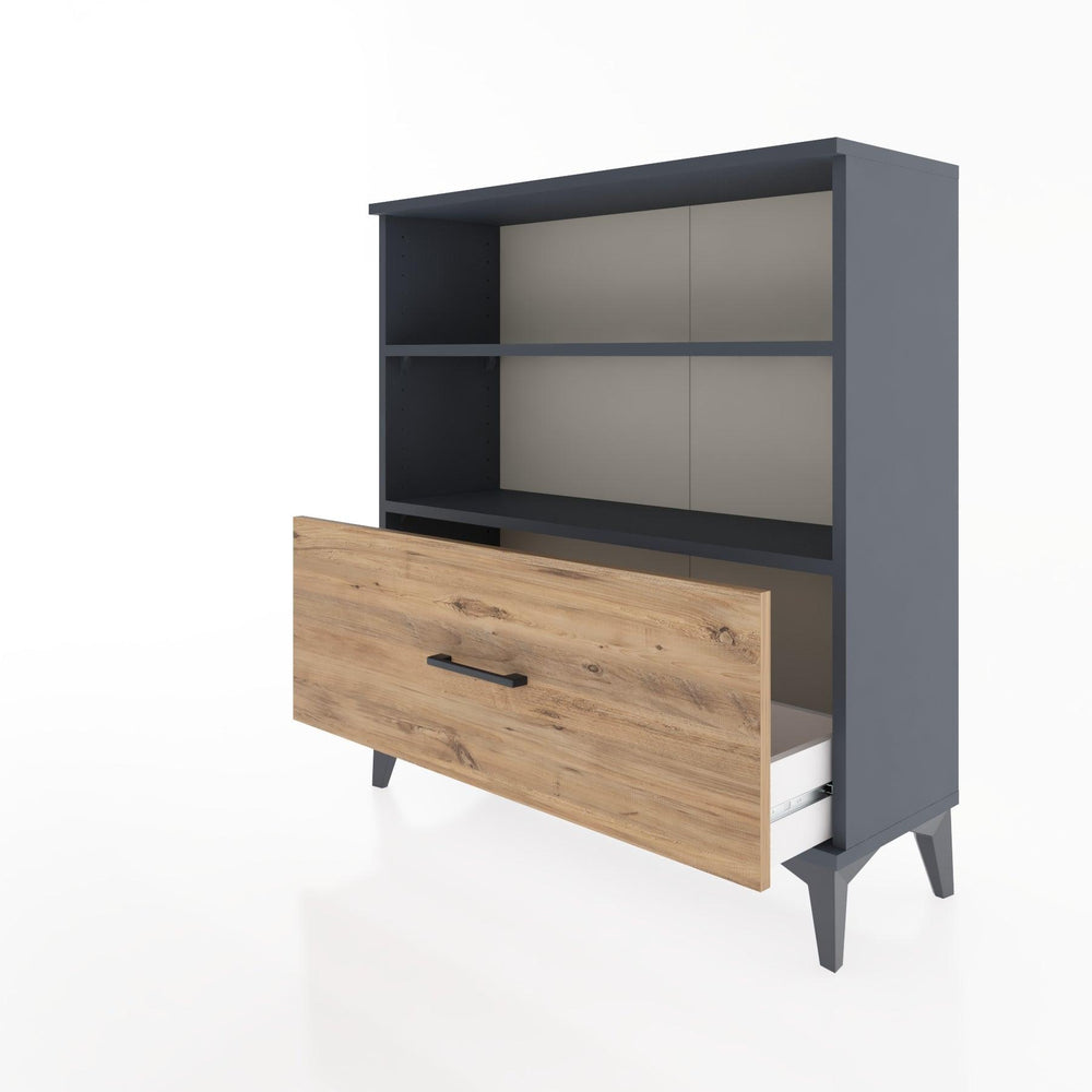 Woodntry Modüler Şifonyer Antrasit 88x30x84 cm Çekmeceli ve Raflı CR22-2