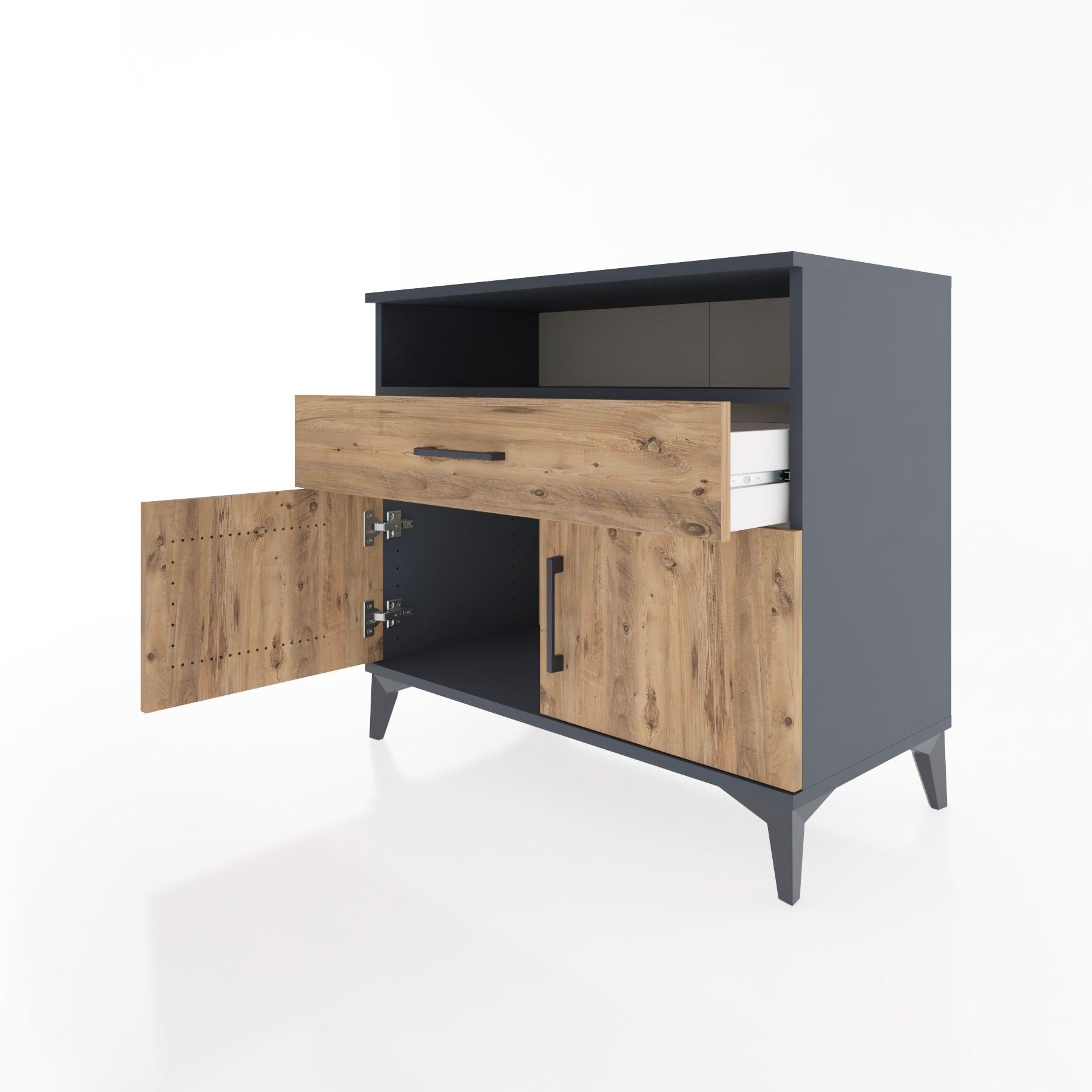 Woodntry Modüler Şifonyer Antrasit 88x44x68 cm Fonksiyonel F22-2