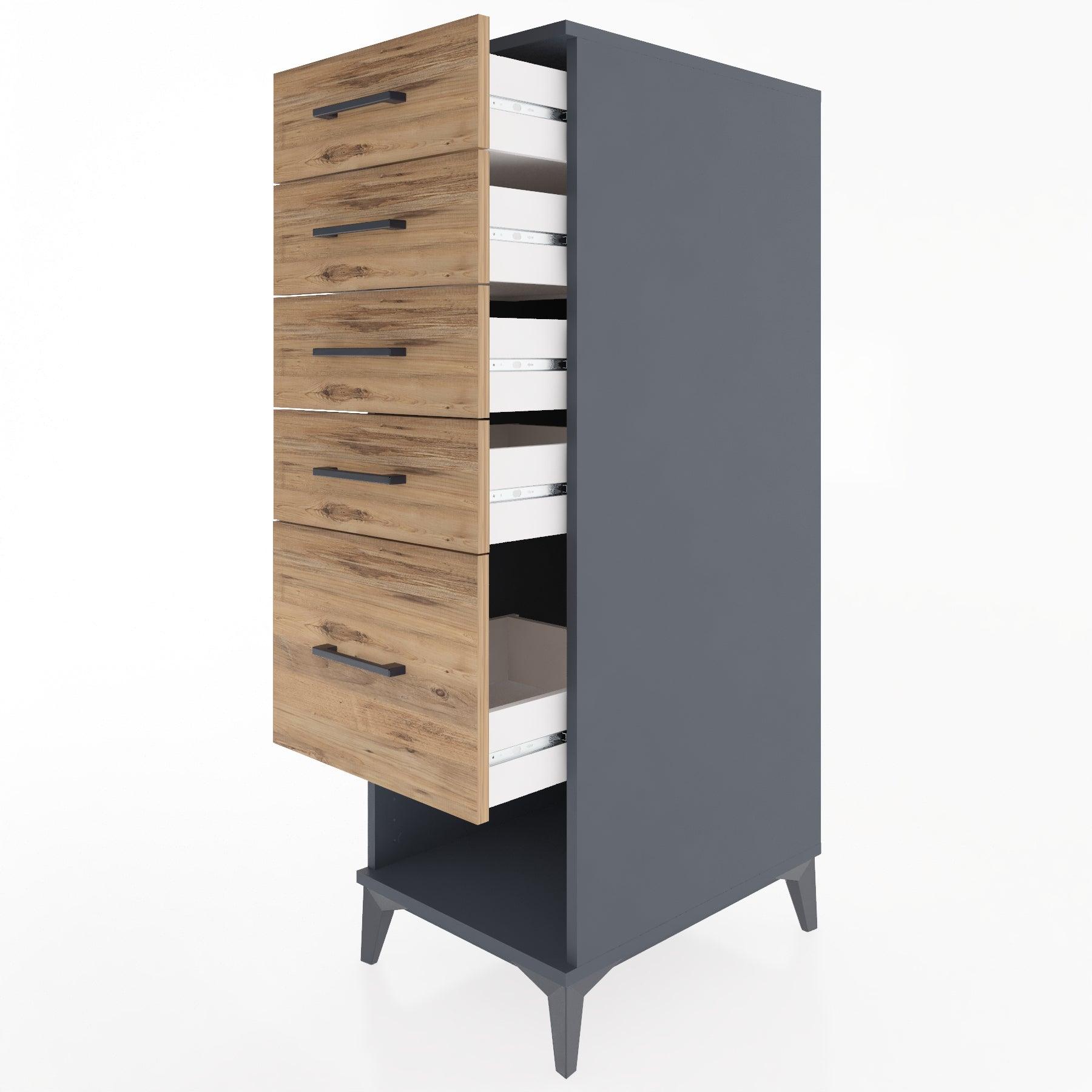 Woodntry Modular Cabinet Anthracite 44x30x122 cm with Drawers and Shelves CR22-2
