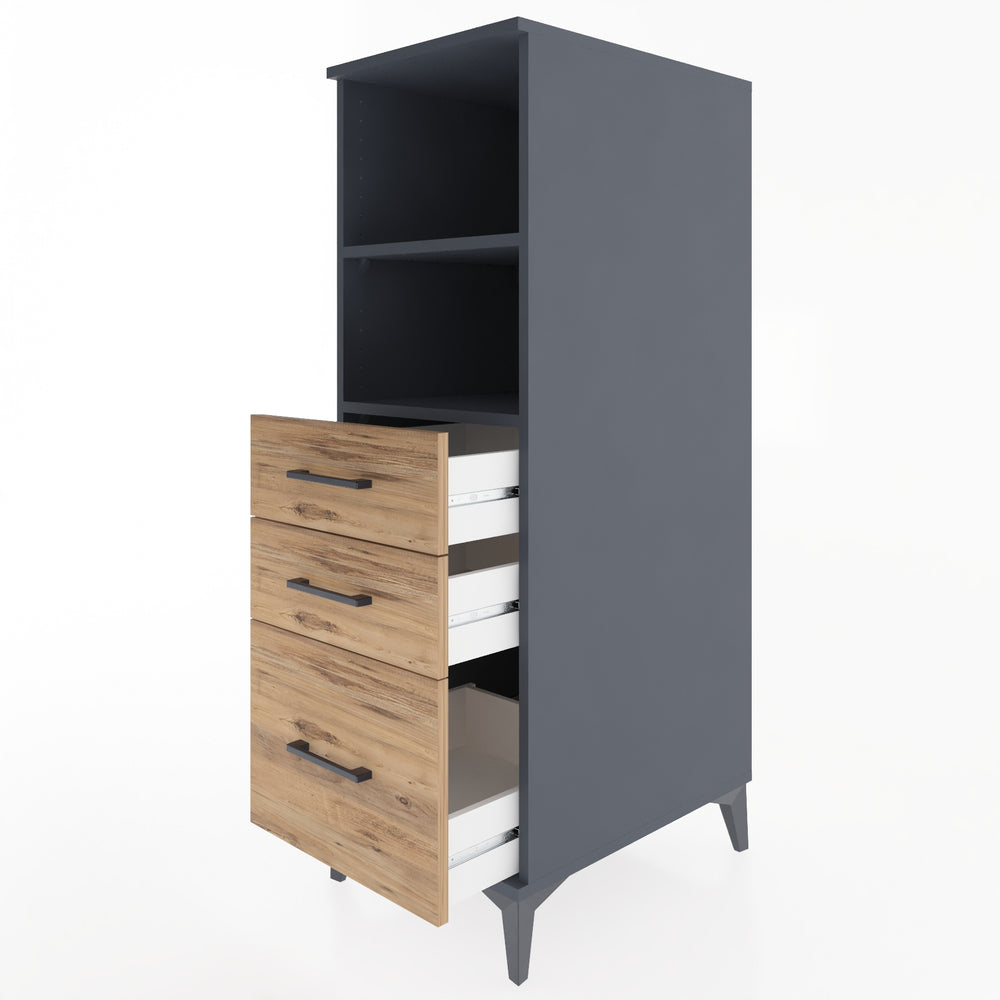 Woodntry Modular Cabinet Anthracite 44x59x122 cm with Drawers and Shelves CR72-2