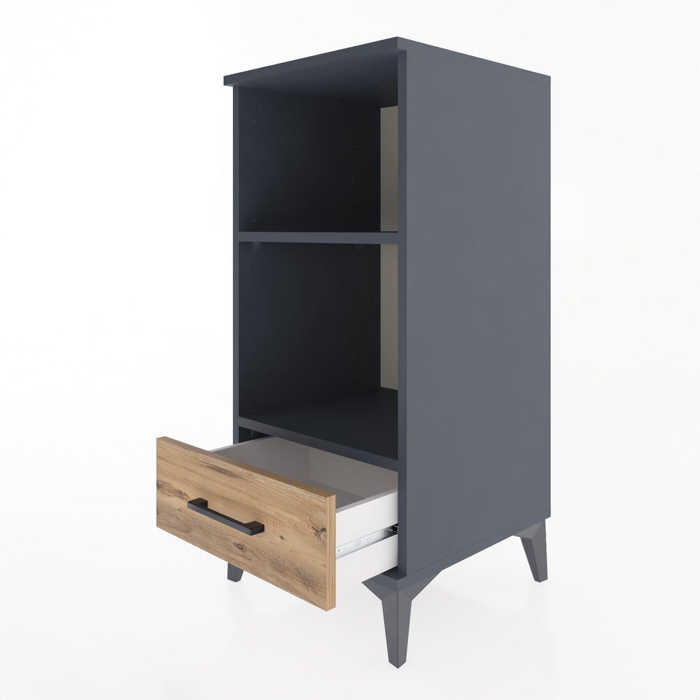 Woodntry Modular Nightstand Anthracite 44x44x84 cm with Drawers and Shelves CR24-2