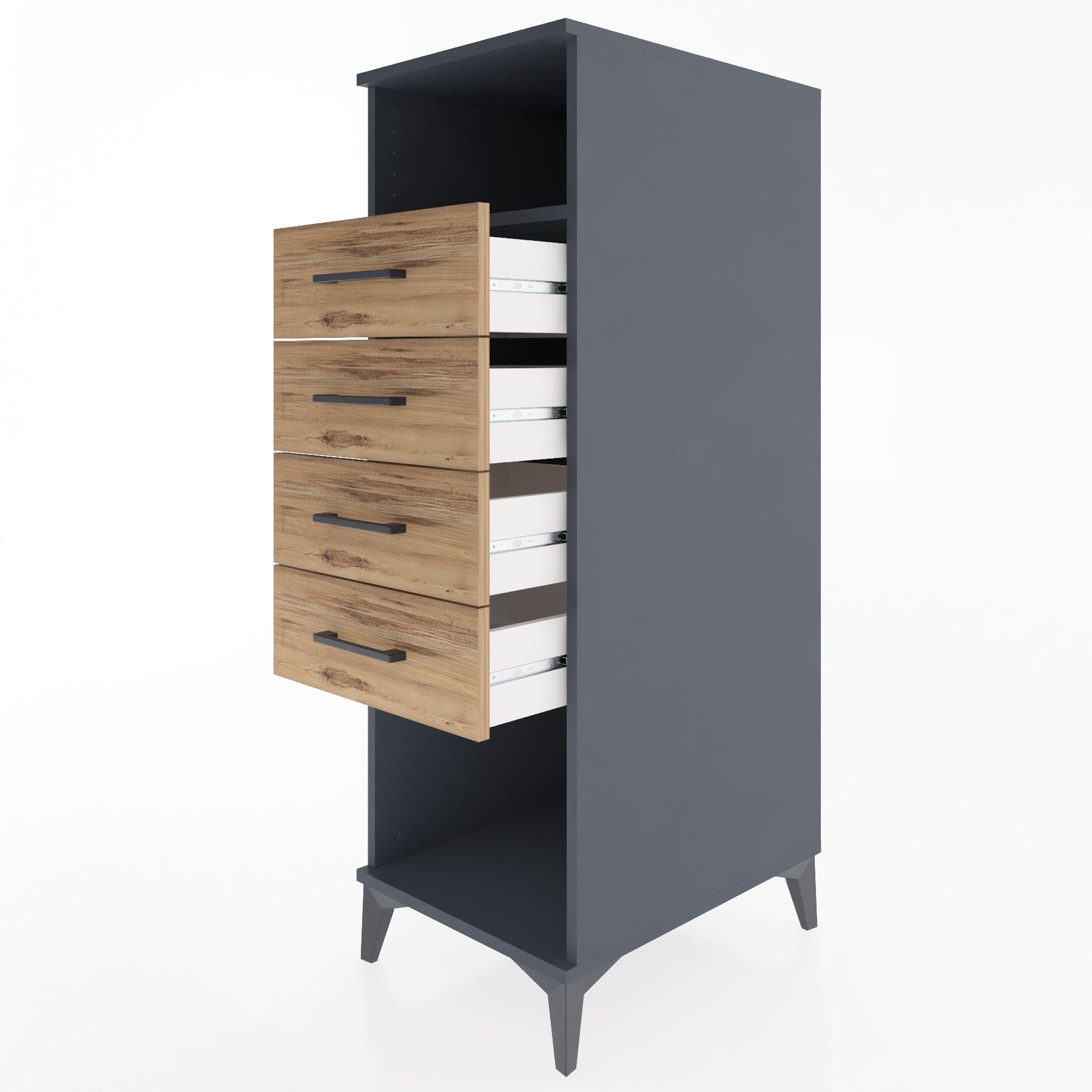 Woodntry Modular Cabinet Anthracite 44x30x122 cm with Drawers and Shelves CR122-2