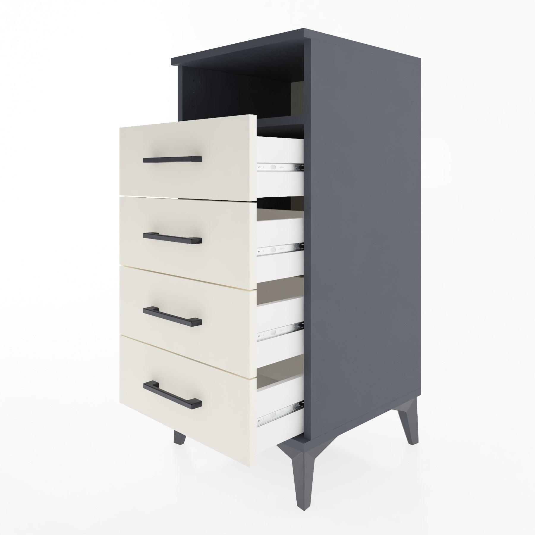 Woodntry Modular Nightstand Anthracite 44x44x84 cm with Drawers and Shelves CR22-2