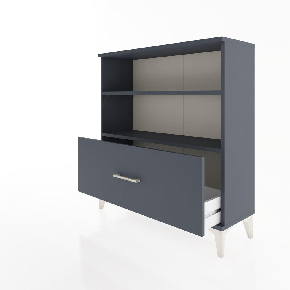 Woodntry Modüler Şifonyer Antrasit 88x30x84 cm Çekmeceli ve Raflı CR22-2