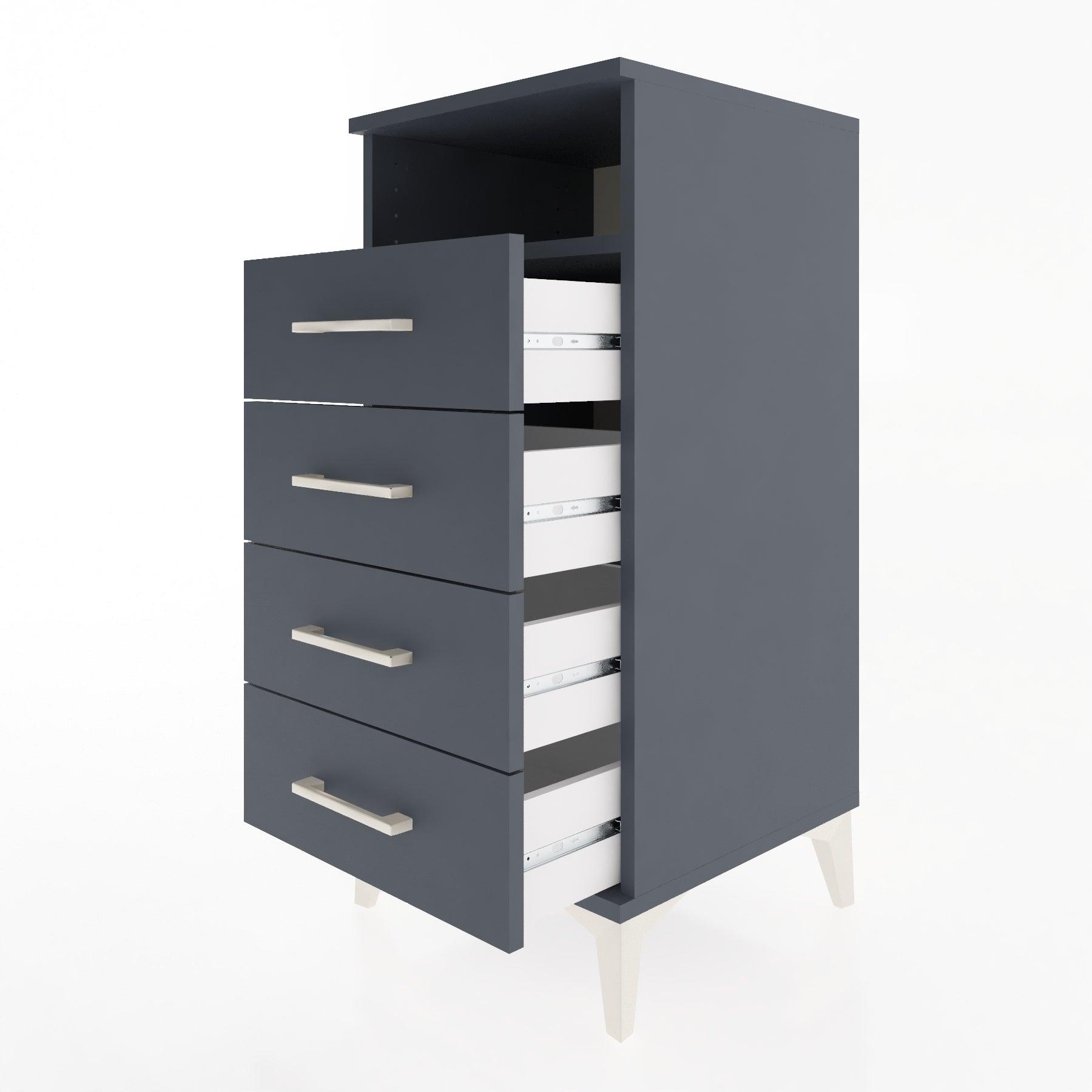 Woodntry Modular Nightstand Anthracite 44x44x84 cm with Drawers and Shelves CR22-2