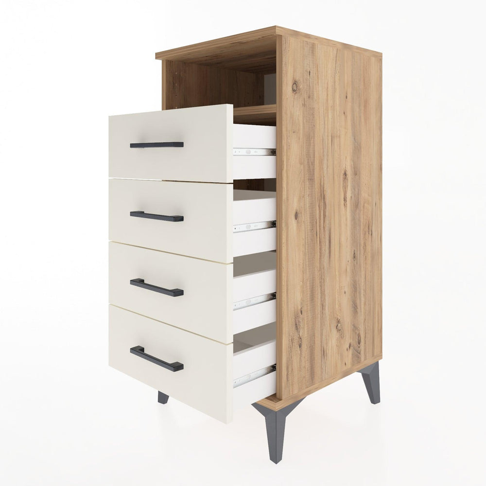 Woodntry Modular Nightstand Pine 44x44x84 cm with Drawers and Shelves CR22-3