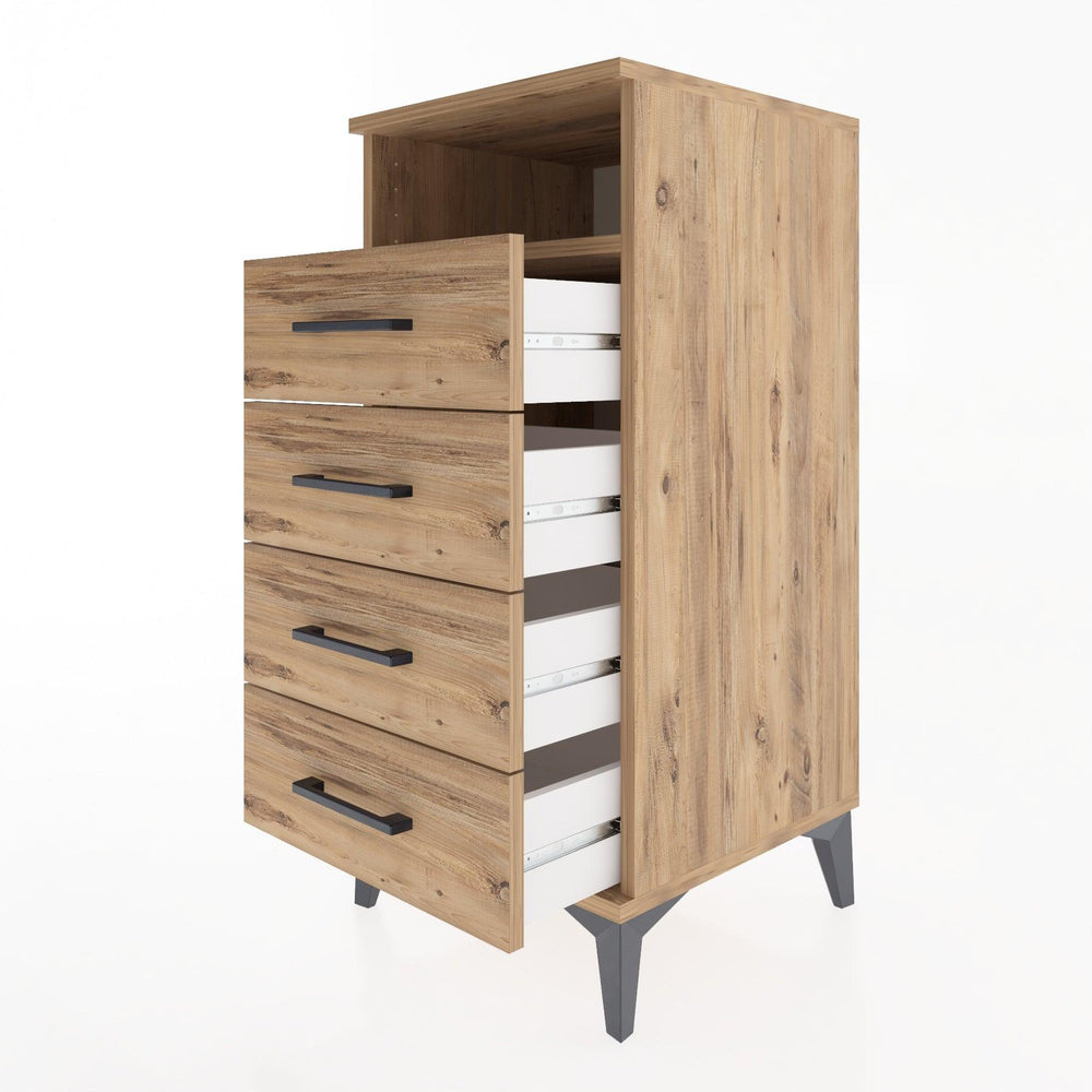 Woodntry Modular Nightstand Pine 44x44x84 cm with Drawers and Shelves CR22-3