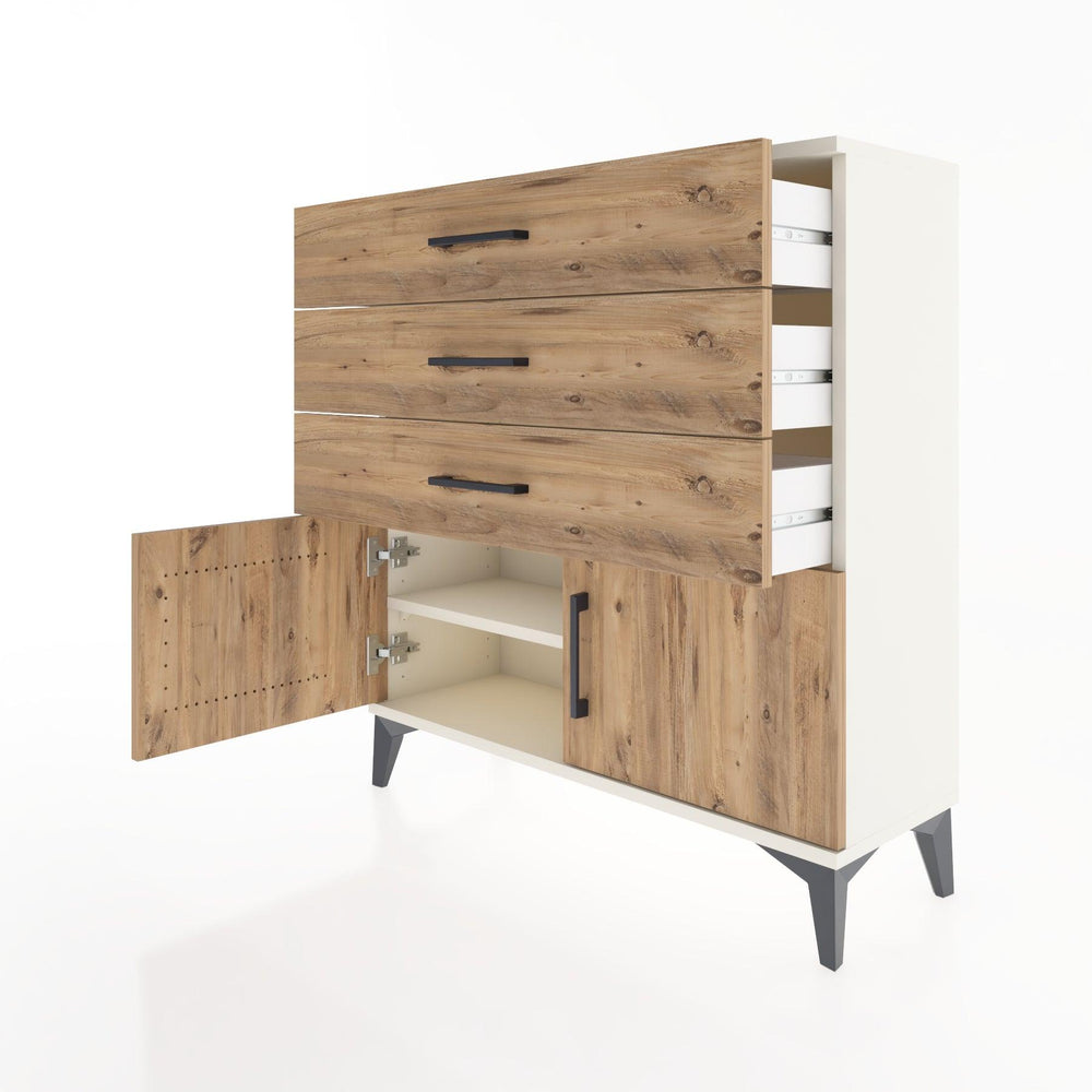 Woodntry Modüler Şifonyer Aytaşı 88x30x84 cm Kapaklı ve Çekmeceli KC23-1