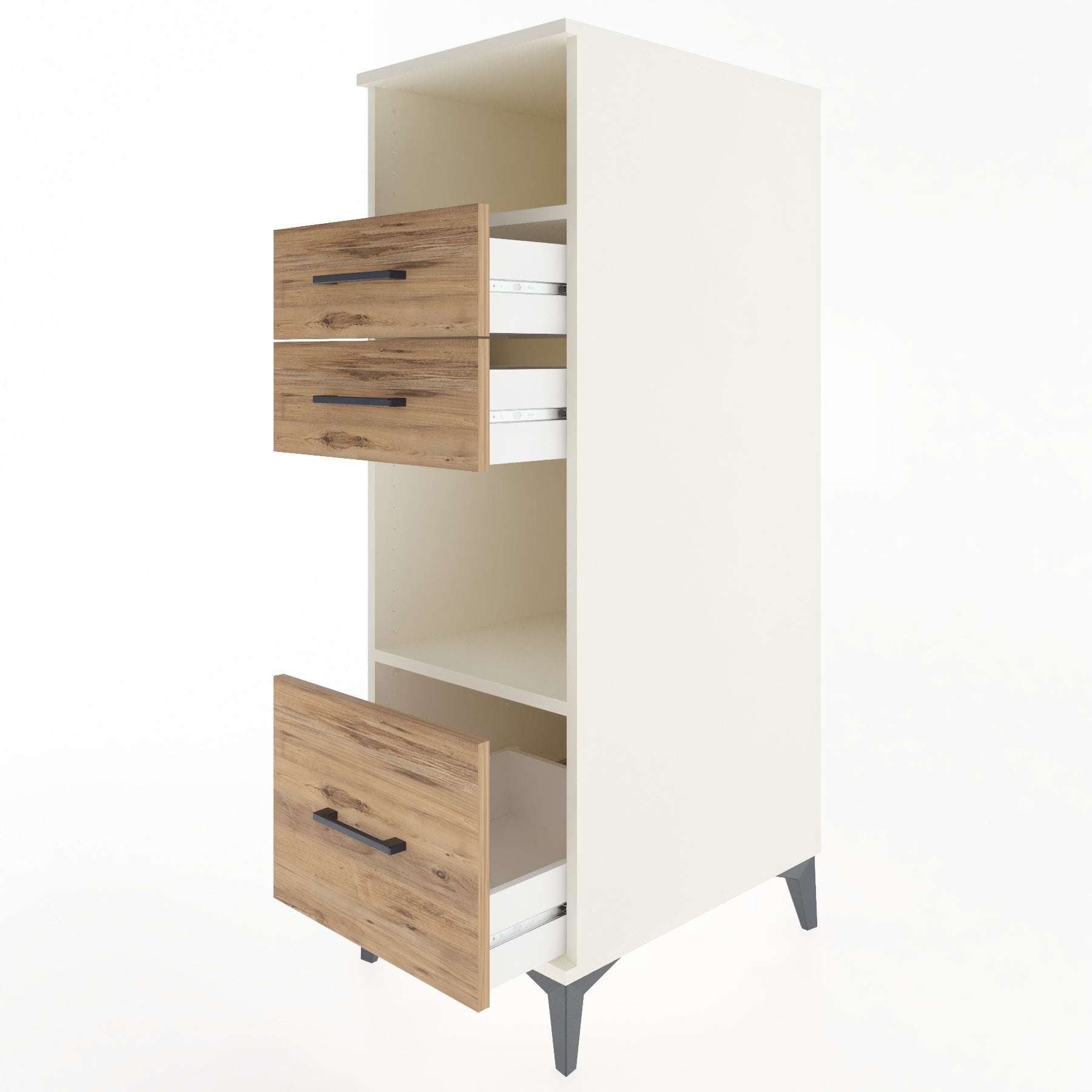 Woodntry Modüler Dolap Aytaşı 44x59x122 cm Çekmeceli ve Raflı CR73-1