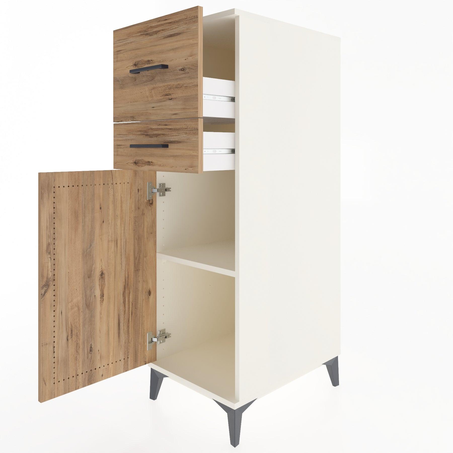 Woodntry Modular Cabinet Moonstone 44x59x122 cm with Doors and Drawers KC123-1