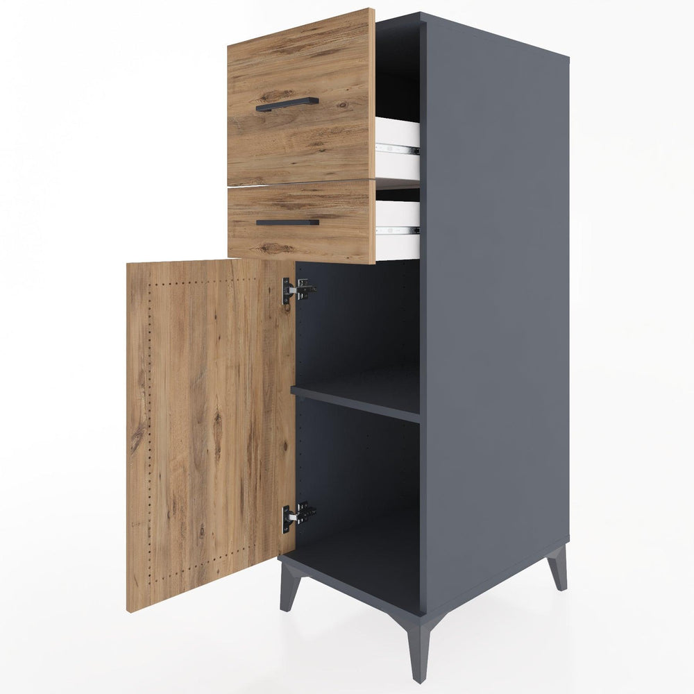 Woodntry Modular Cabinet Anthracite 44x30x122 cm with Doors and Drawers KC23-2