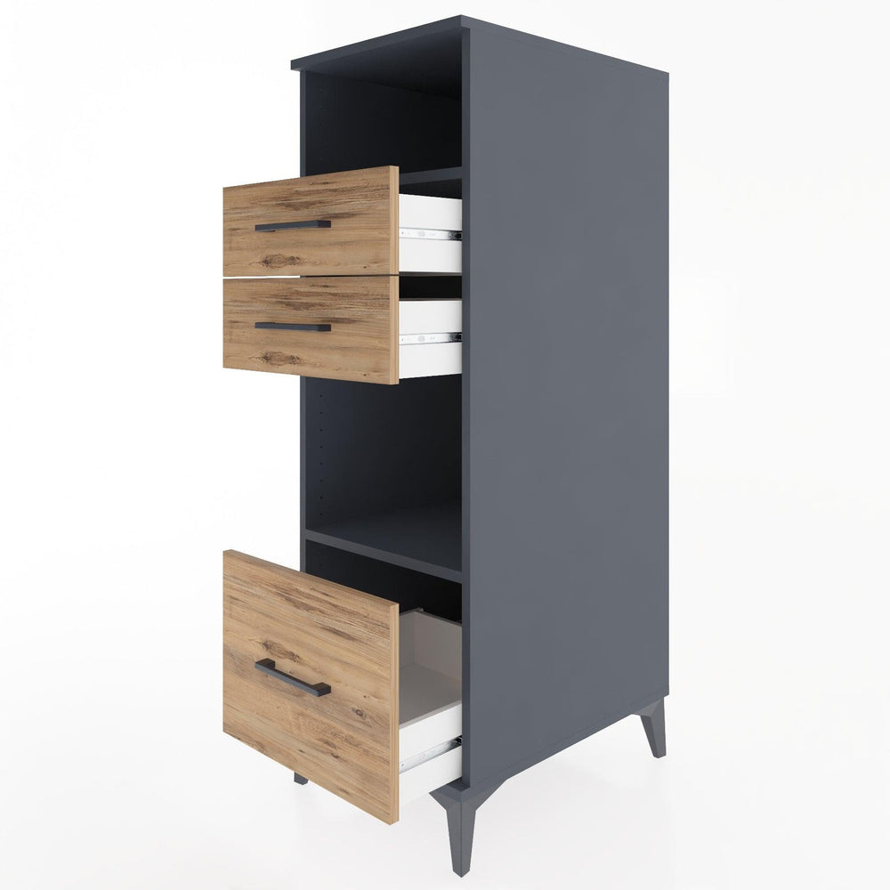 Woodntry Modular Cabinet Anthracite 44x30x122 cm with Drawers and Shelves CR73-2