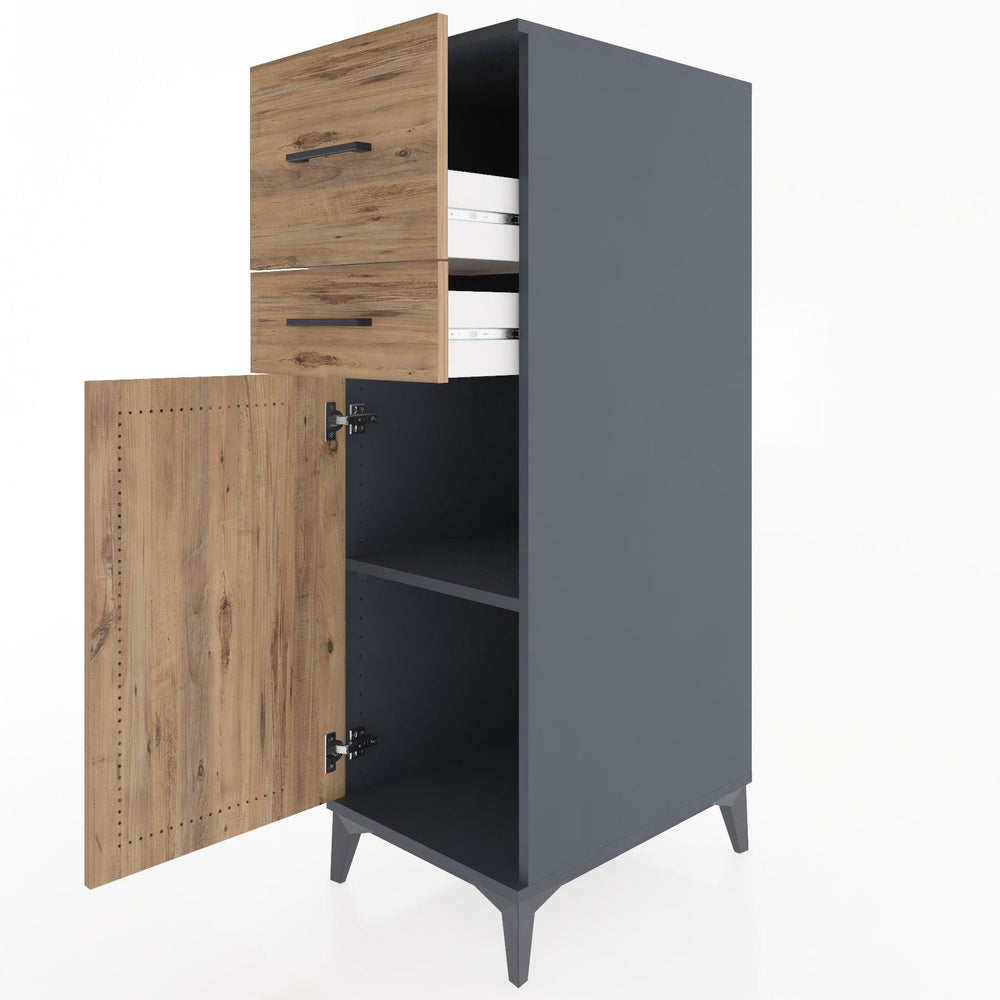 Woodntry Modular Cabinet Anthracite 44x59x122 cm with Doors and Drawers KC123-2