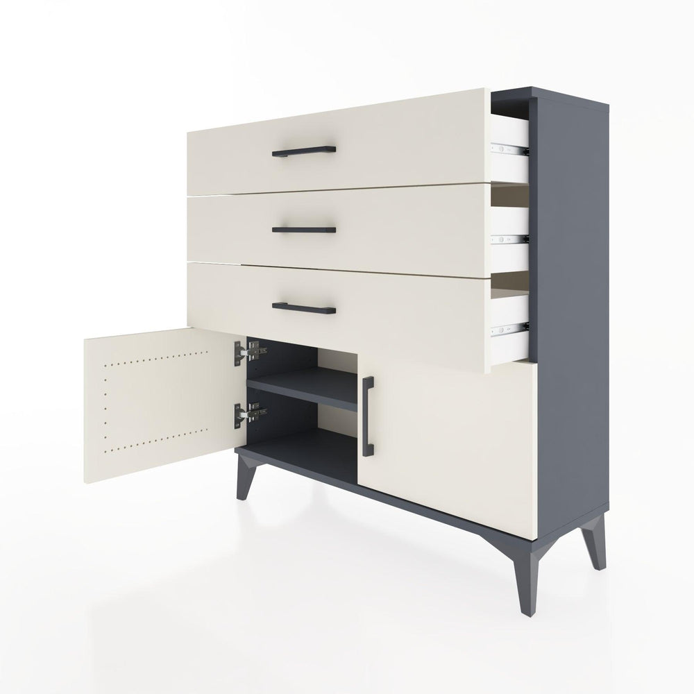 Woodntry Modüler Şifonyer Antrasit 88x30x84 cm Kapaklı ve Çekmeceli KC23-2