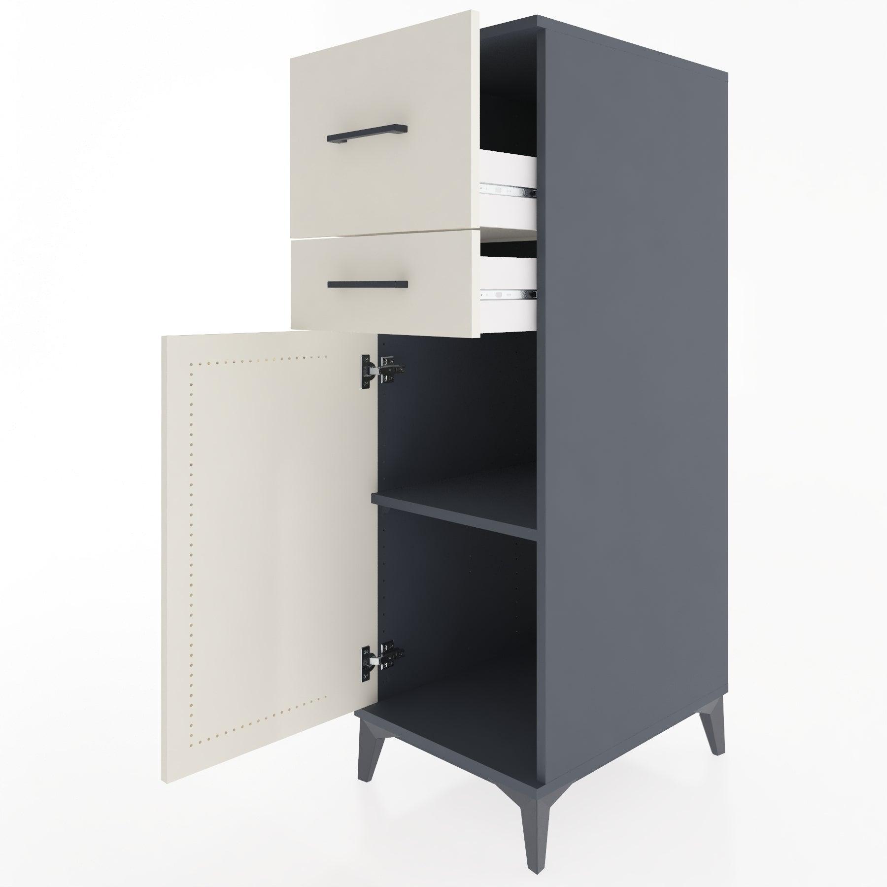 Woodntry Modular Cabinet Anthracite 44x30x122 cm with Doors and Drawers KC23-2