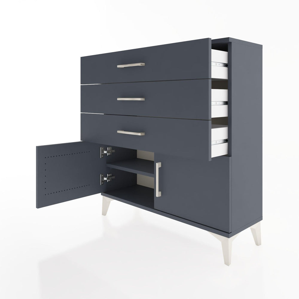 Woodntry Modüler Şifonyer Antrasit 88x30x84 cm Kapaklı ve Çekmeceli KC23-2