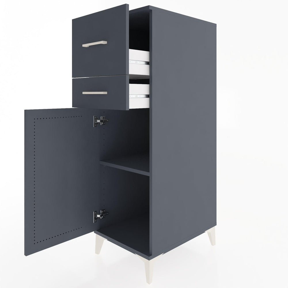 Woodntry Modular Cabinet Anthracite 44x30x122 cm with Doors and Drawers KC123-2