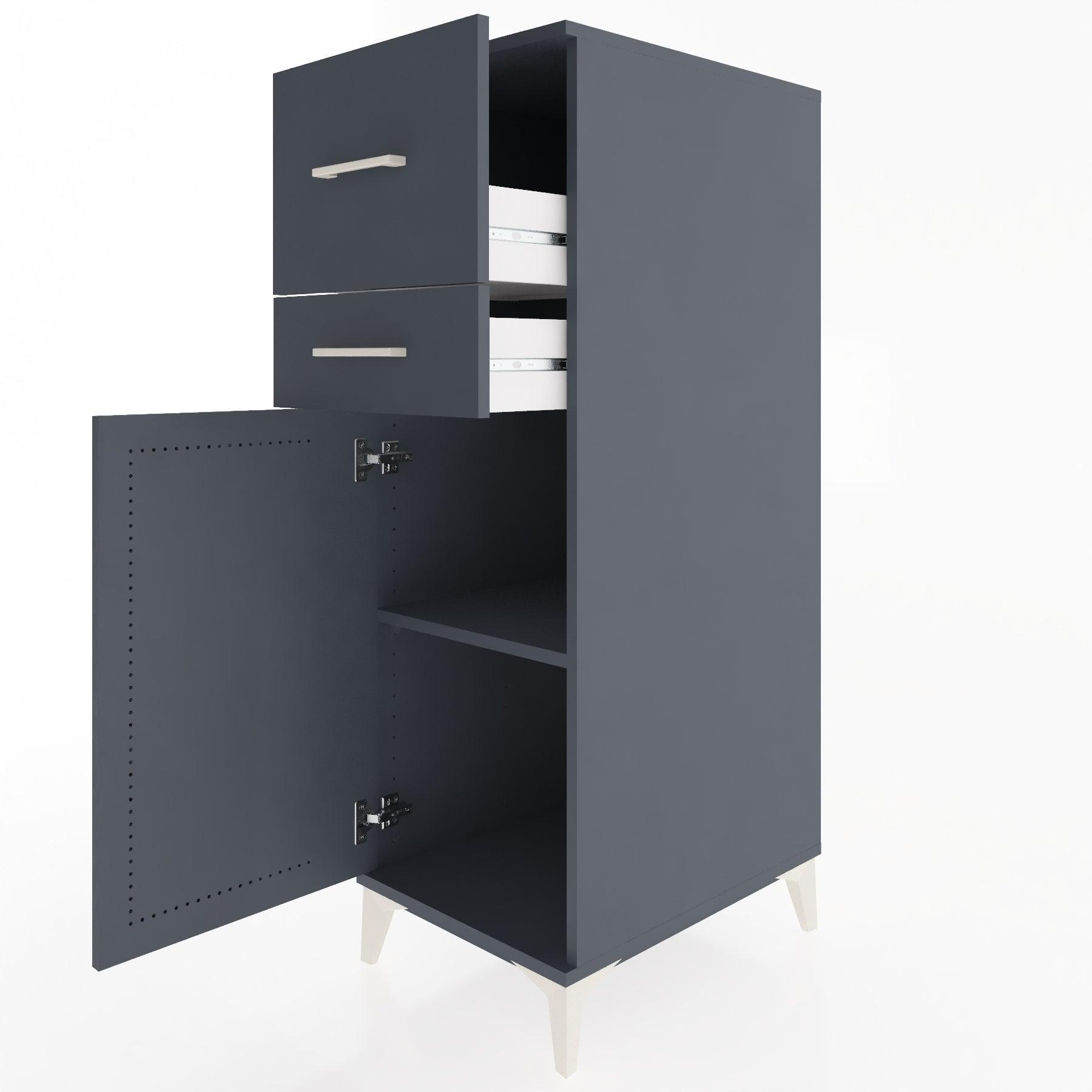 Woodntry Modular Cabinet Anthracite 44x59x122 cm with Doors and Drawers KC123-2