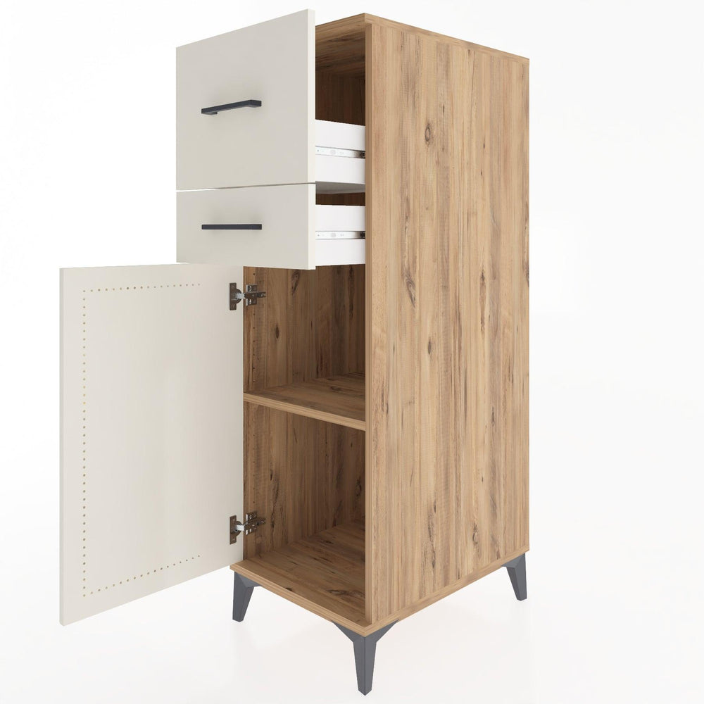 Woodntry Modüler Dolap Çam 44x59x122 cm Kapaklı ve Çekmeceli KC123-3