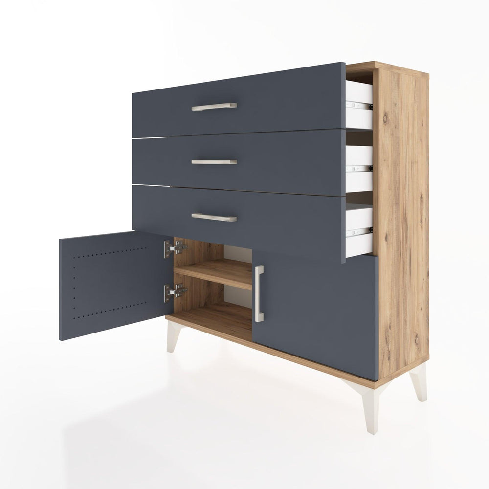 Woodntry Modüler Şifonyer Çam 88x30x84 cm Kapaklı ve Çekmeceli KC23-3