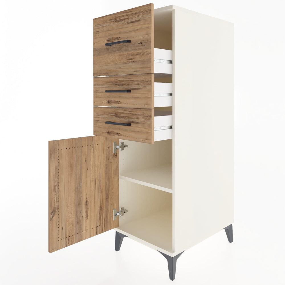 Woodntry Modüler Dolap Aytaşı 44x59x122 cm Kapaklı ve Çekmeceli KC24-1