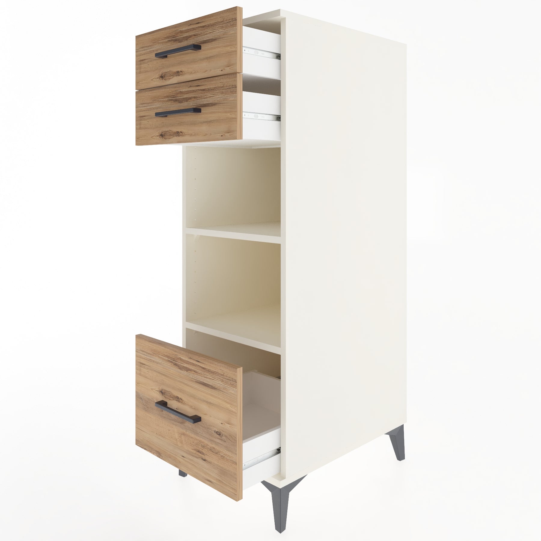 Woodntry Modular Cabinet Moonstone 44x59x122 cm with Drawers and Shelves CR74-1