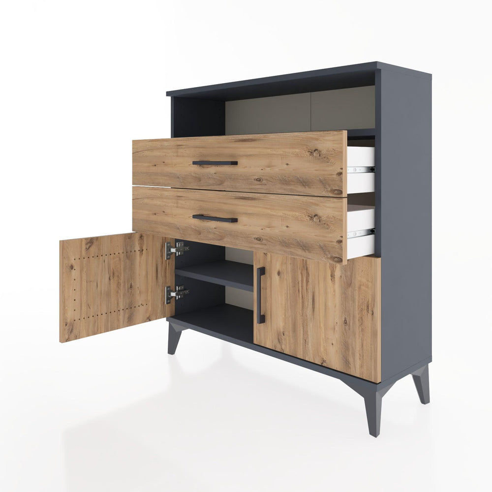 Woodntry Modüler Şifonyer Antrasit 88x30x84 cm Fonksiyonel F24-2