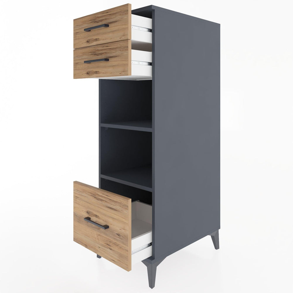 Woodntry Modular Cabinet Anthracite 44x30x122 cm with Drawers and Shelves CR74-2