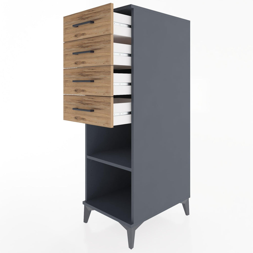 Woodntry Modüler Dolap Antrasit 44x59x122 cm Çekmeceli ve Raflı CR124-2