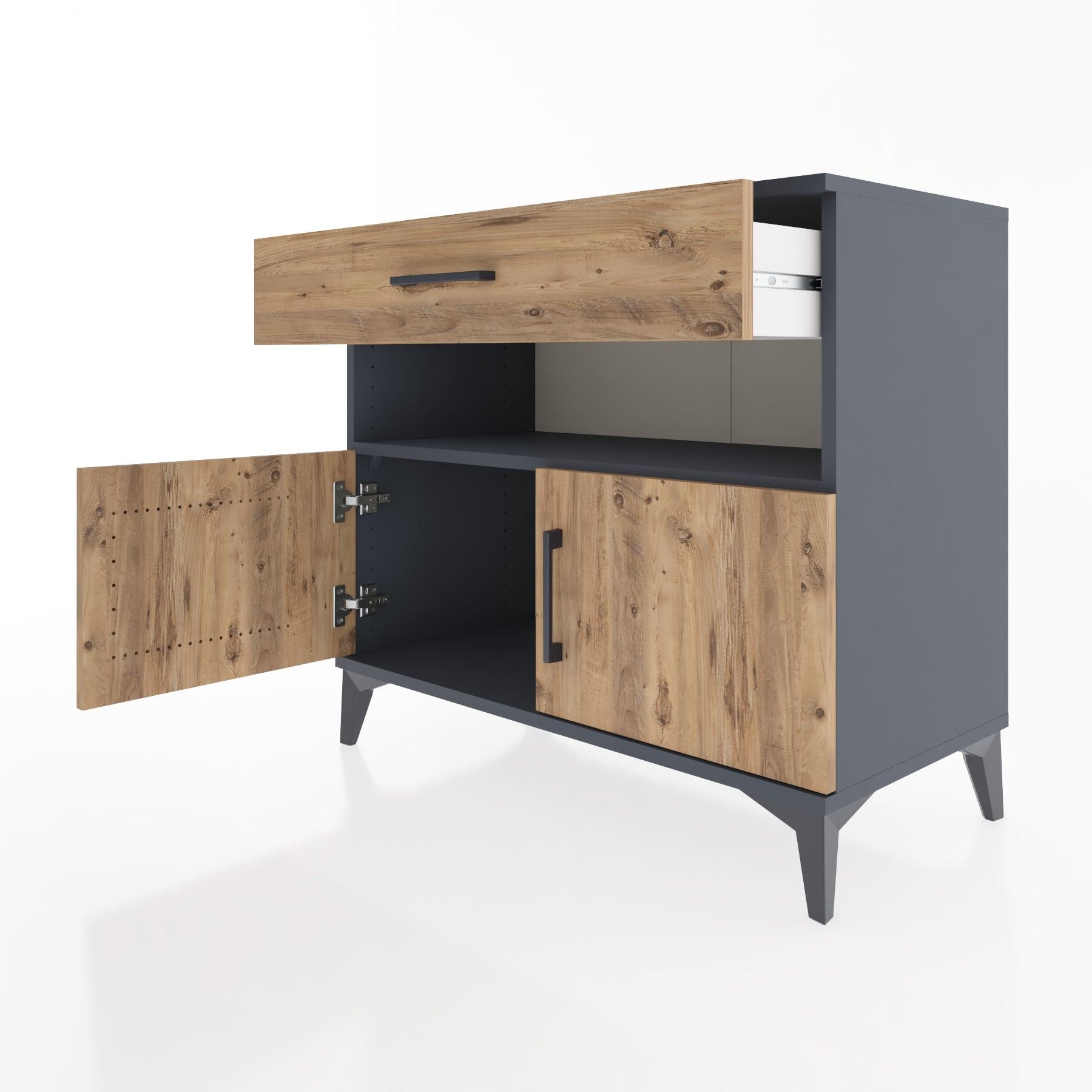 Woodntry Modüler Şifonyer Antrasit 88x44x68 cm Fonksiyonel F24-2