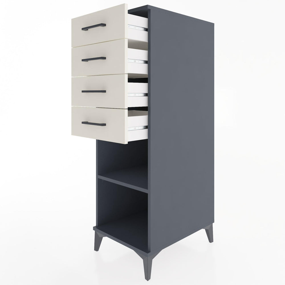 Woodntry Modüler Dolap Antrasit 44x59x122 cm Çekmeceli ve Raflı CR124-2