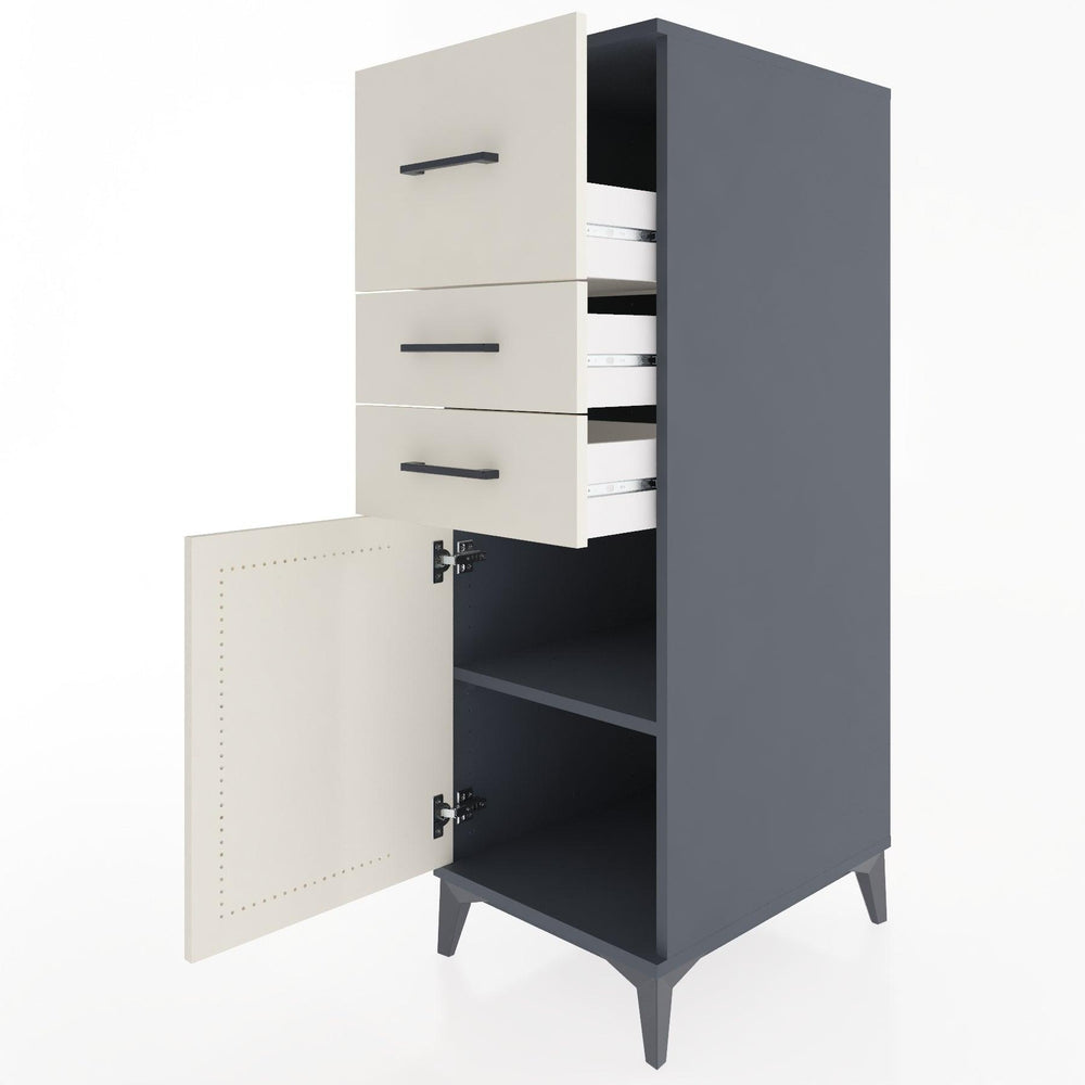 Woodntry Modüler Dolap Antrasit 44x59x122 cm Kapaklı ve Çekmeceli KC24-2