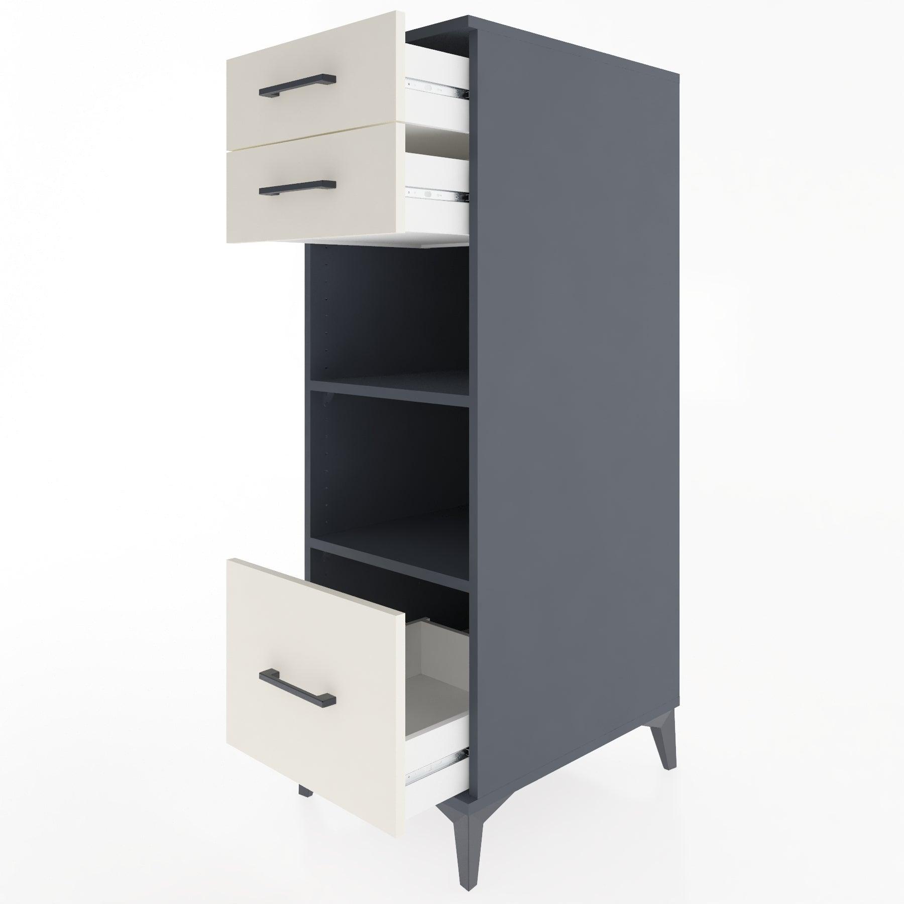 Woodntry Modular Cabinet Anthracite 44x30x122 cm with Drawers and Shelves CR74-2