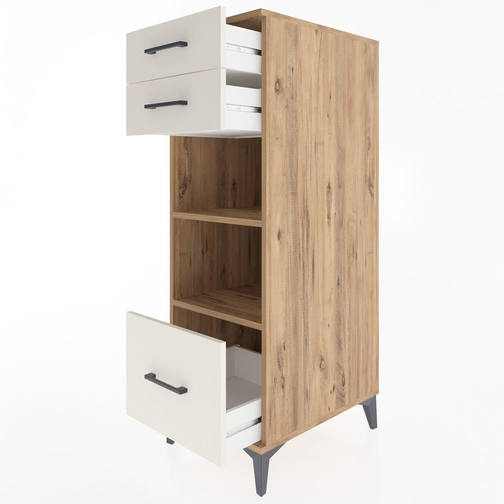 Woodntry Modüler Dolap Çam 44x30x122 cm Çekmeceli ve Raflı CR74-3