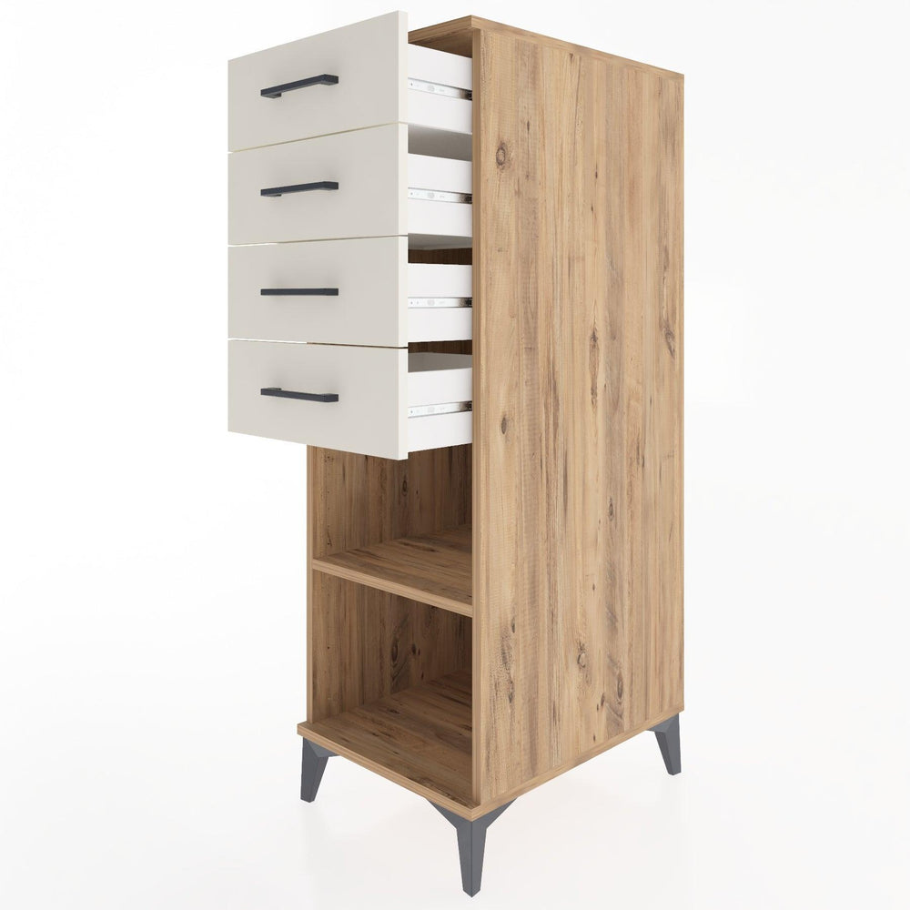 Woodntry Modüler Dolap Çam 44x59x122 cm Çekmeceli ve Raflı CR124-3