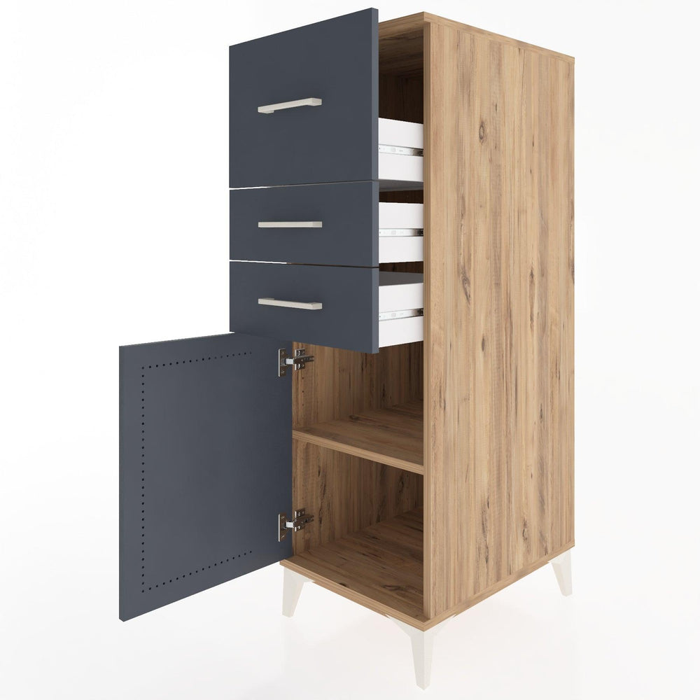 Woodntry Modular Cabinet Pine 44x59x122 cm with Doors and Drawers KC24-3