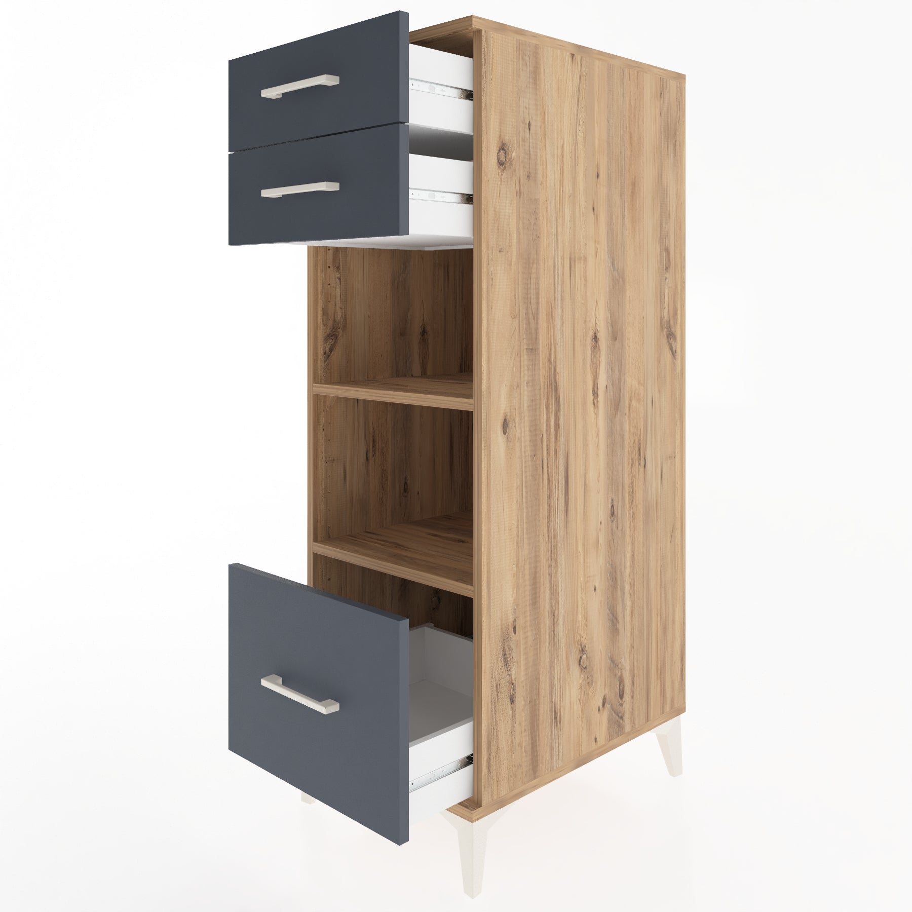 Woodntry Modüler Dolap Çam 44x59x122 cm Çekmeceli ve Raflı CR74-3